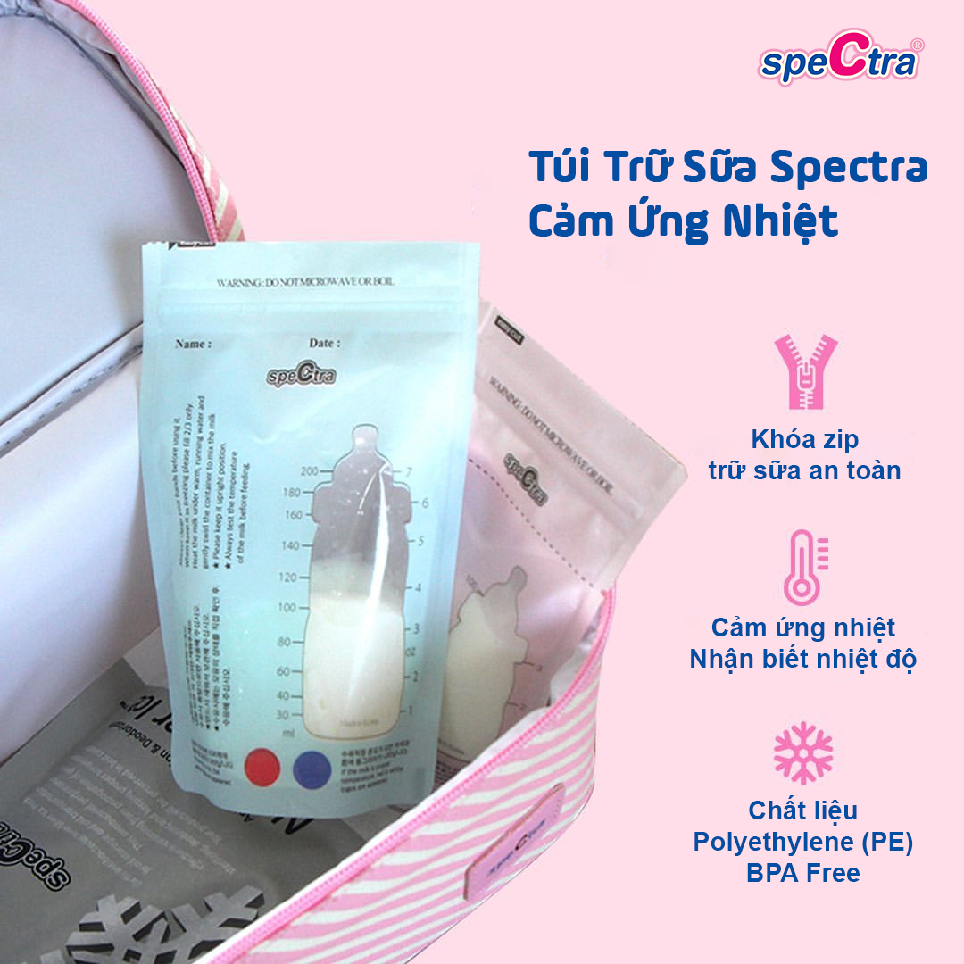 LƯU TRỮ SỮA MẸ VỚI TÚI TRỮ SỮA CẢM ỨNG NHIỆT SPECTRA